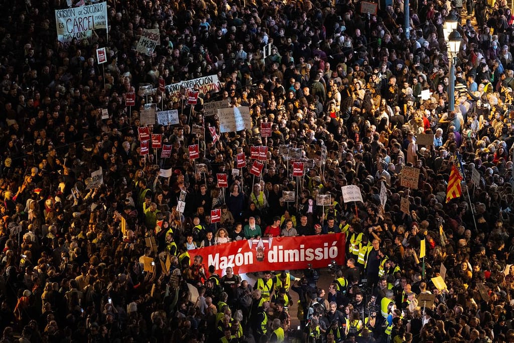 Tens of Thousands Protest in Valencia Over Government's Flood Response
