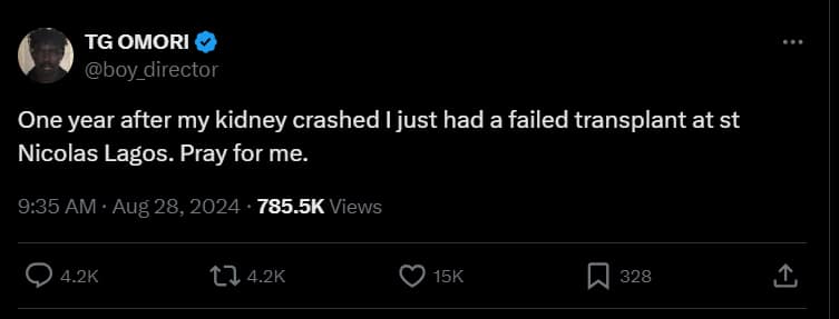 TG Omori shared the sad news on his X handle